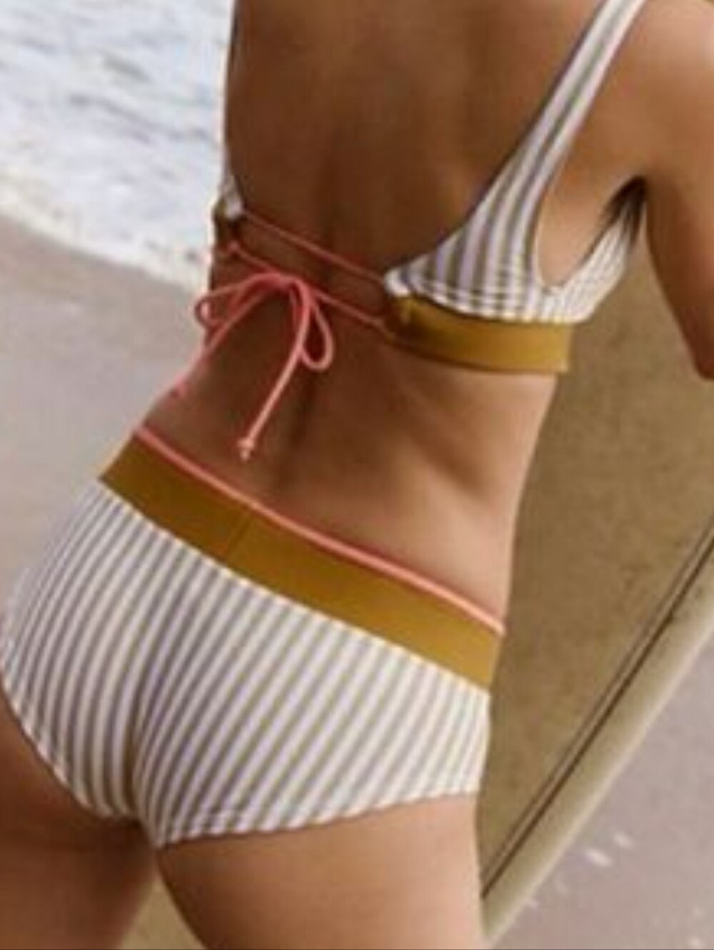 Seea Naya Bikini Bottom Striped Sustainable Surf Swimwear NWOT Size S